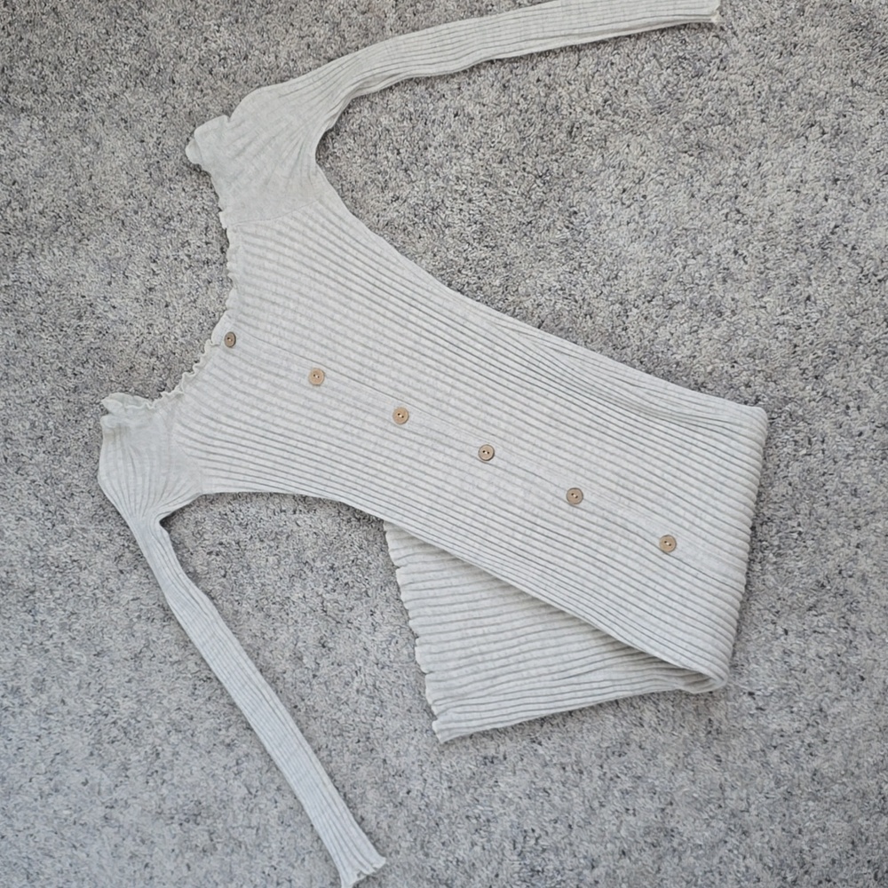 FN Off shoulder midi dress oatmeal